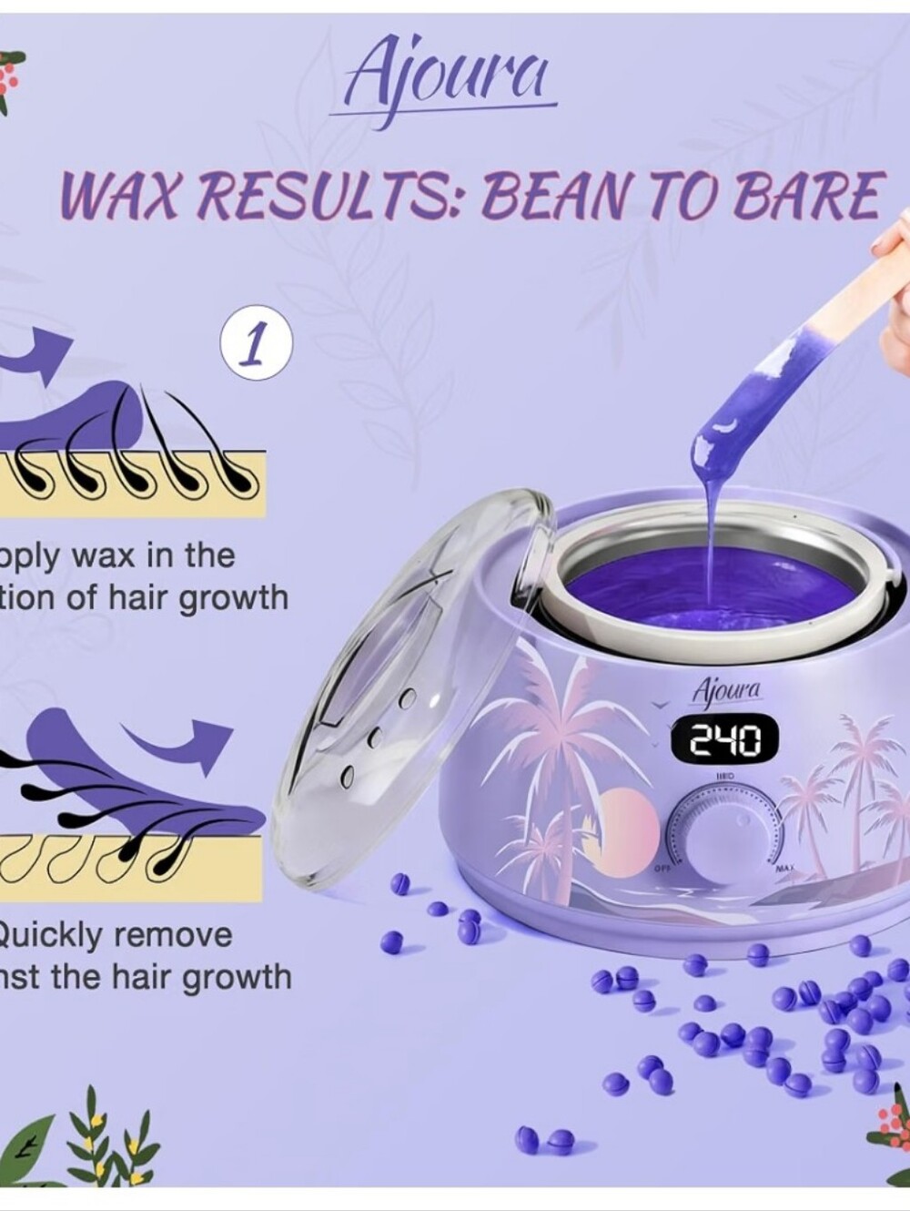Kids Wax Warmer & Purple Wax Beans - Gentle Hair Removal Kit